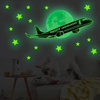 luminous night sky aircraft stars luminous wall stickers bedroom childrens room fluorescent decorative wall stickers