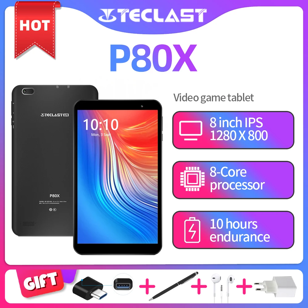 Teclast Tablet P80X 4G Android9.0 Нетбуки планшетофон (8 дюймов 1280x800 SC9863A Octa Core 2Гб Оперативная