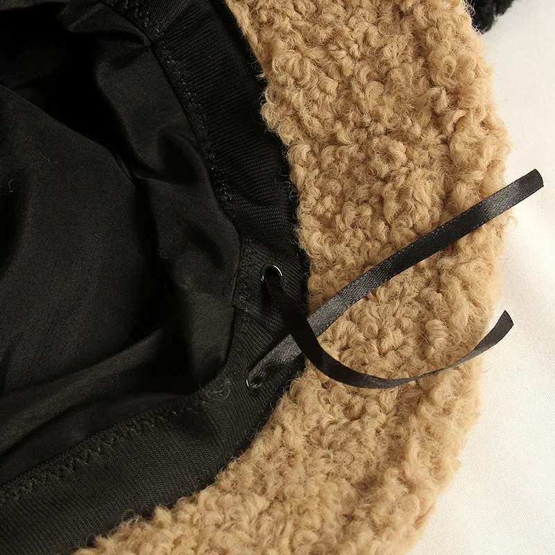 Новая осенне зимняя женская шапка из овечьей шерсти с буквенным принтом меховая