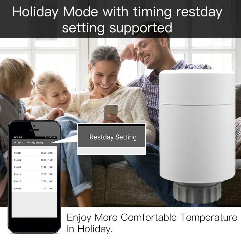 

1pcs Temperature Controller Easy Installation Remote Control Low Electricity Alarm Multiple Modes Available Use With ZigBee