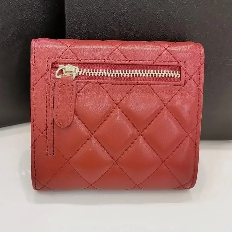 

Sheep Leather Men Women Purse Trifold Purse Carteira Unisex Have Card Bag Zipper Mini Credit Card Holder With Original Box