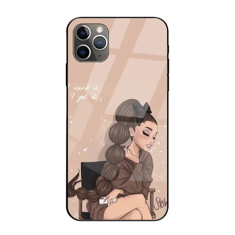 

0 Cartoons Ariana Grande Phone Case Tempered Glass For Iphone 6 6s 7 8 Plus XR X XS 11 12 Pro Max