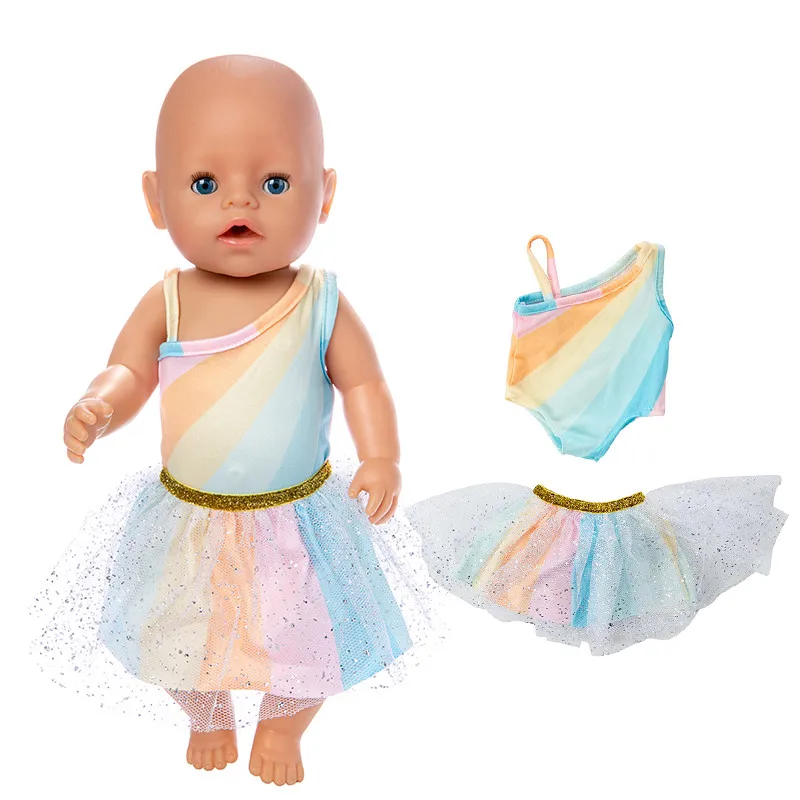 

Reborn Baby New Born Doll Clothes Accessories 43cm Fit 17 inch Rainbow 2 Piece Suit skirtFor Baby Birthday Gift