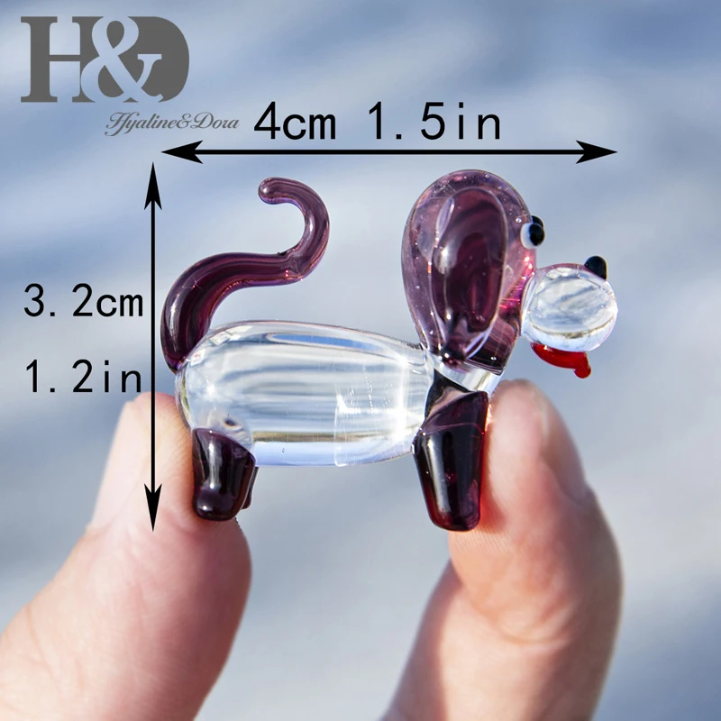 H & D 6 штук стеклянных фигурок животных ручная работа мини собаки художественное