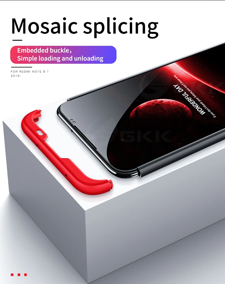 GKK Роскошный чехол для Xiaomi Redmi Note 8T 5 7 8 Pro полная защита противоударный 3 в 1 жесткий чехол для Xiaomi Redmi Note 8 Pro Чехол