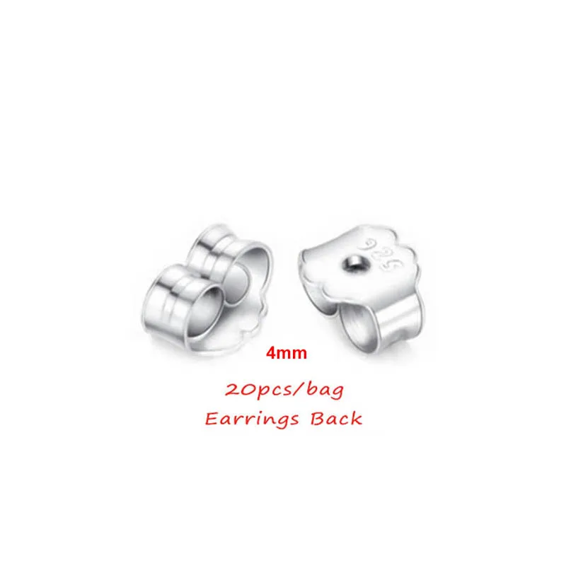 Earring back 20 шт./пакет 925 пробы Серебряные серьги настройки 3/4/5/6 мм Пустой Круглый базовые кабошон серьги-гвоздики для ушей на плоской подошве основа сообщений чистого серебра серьги - Цвет: Earring back
