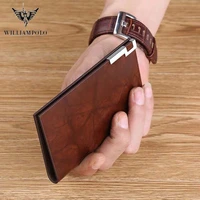 williampolo men wallet vintage 100 real leather card holder metal wallet credit card case purse for male pl185142