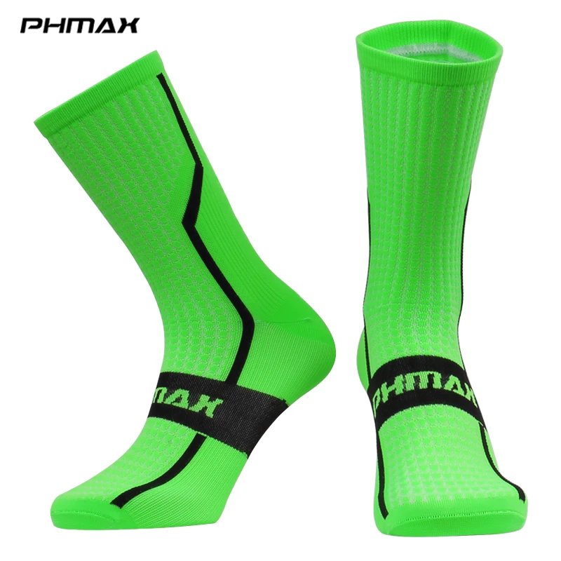 PHMAX Pro велосипедные носки летние MTB велосипедные носки профессиональные спортивные гоночные горные велосипедные носки 7 цветов унисекс - Цвет: Green
