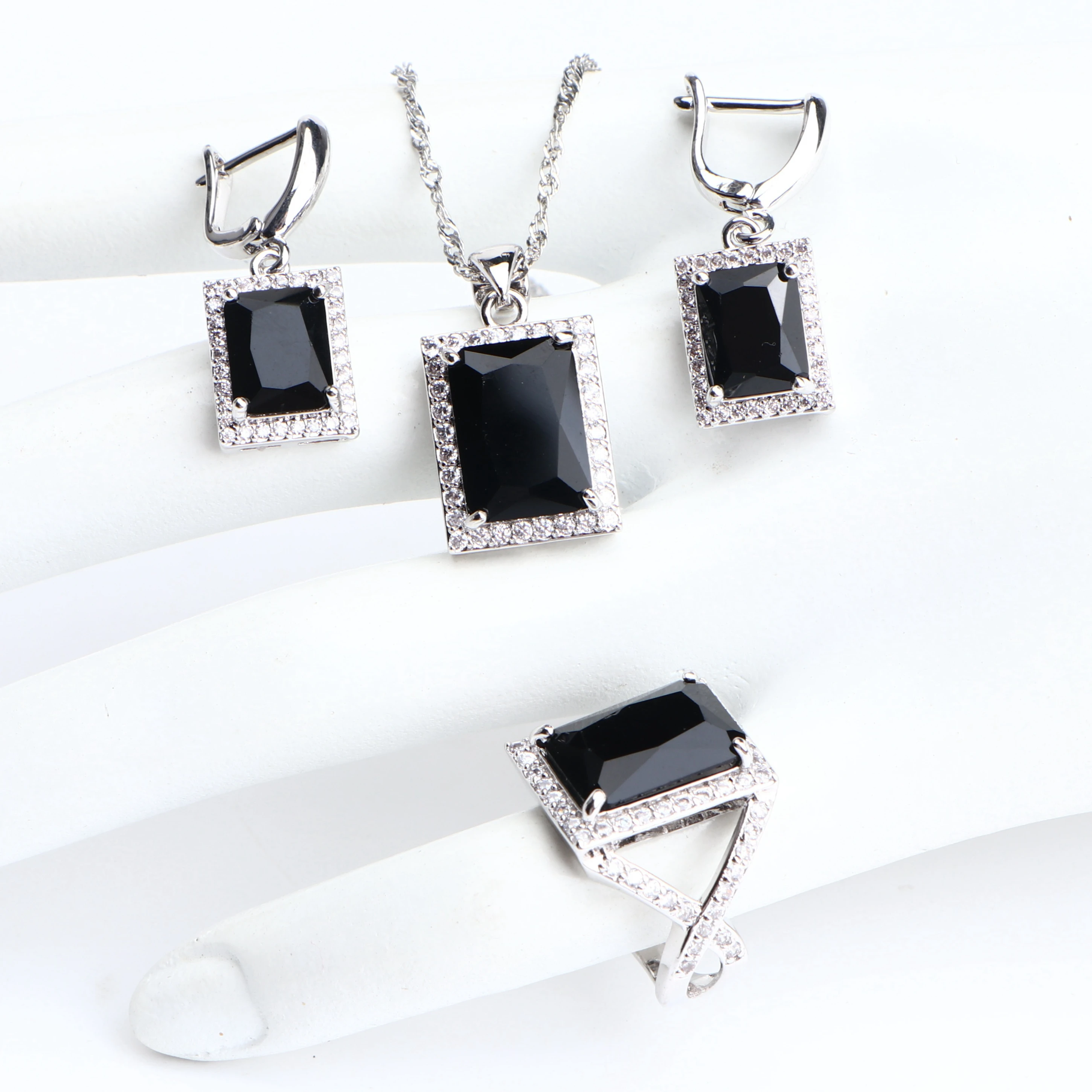 Женские Ювелирные наборы из стерлингового серебра 925 пробы свадебные серьги