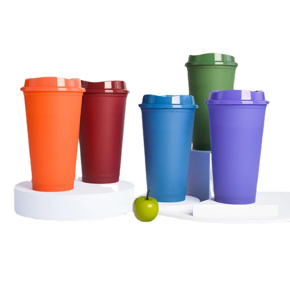 

Protable Coffee Mug Water Bottles with Straw Reusable Hard Plastic Tumbler With lid Coffee Cup Drinkware Valentine's Gifts
