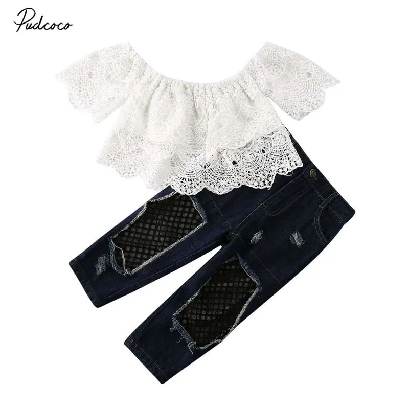 Летняя одежда для малышей 2020 г. Кружевные топы с открытыми плечами маленьких