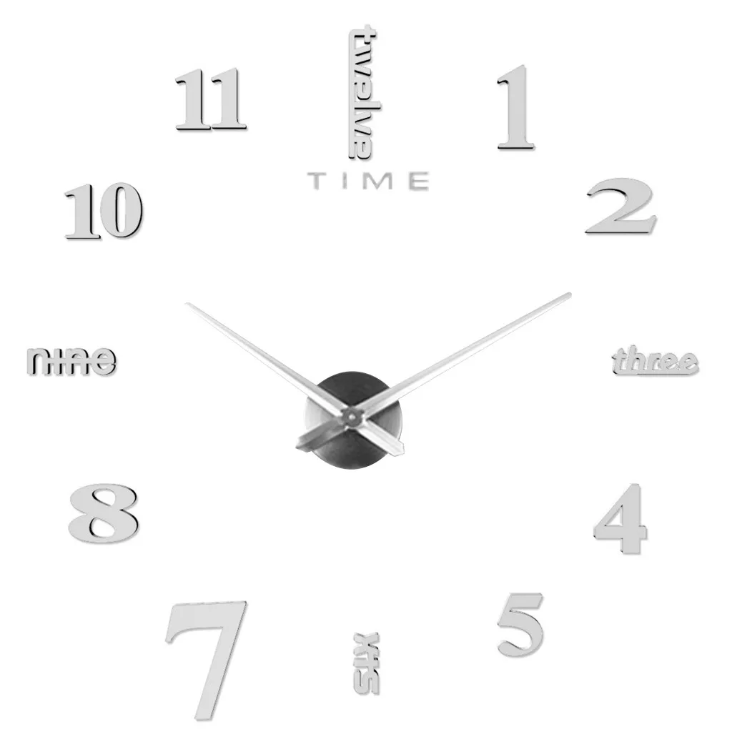 3D DIY Large Wall Clock Modern Design Sticker Silent Home Decor Living Room Mirror Nordic 2020 New #25 | Дом и сад