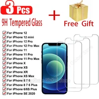 3pcs 9h cover glass on the for iphone 13 12 11 pro max tempered glass for iphone x xs max xr 7 8 6 6s plus se screen protector