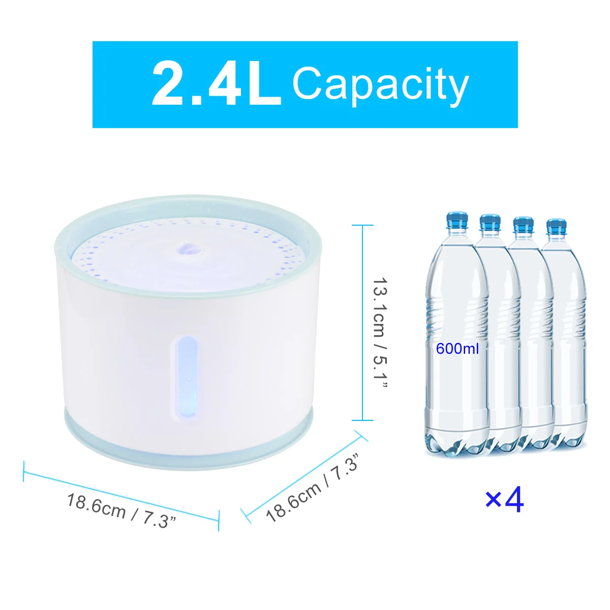 

2.4L Automatic Cat Water Fountain LED Electric Mute Water Feeder USB Dog Pet Drinker Bowl Pet Drinking Dispenser For Cat Dog