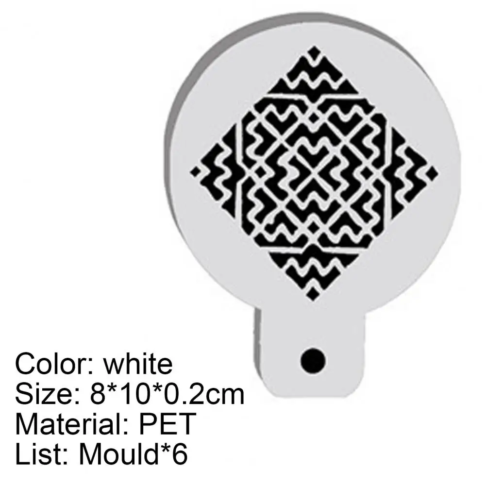 

5Pcs Coffee Powder Mould Eco-friendly Unique Shape PET Cake Printing Stencil Mould for Home