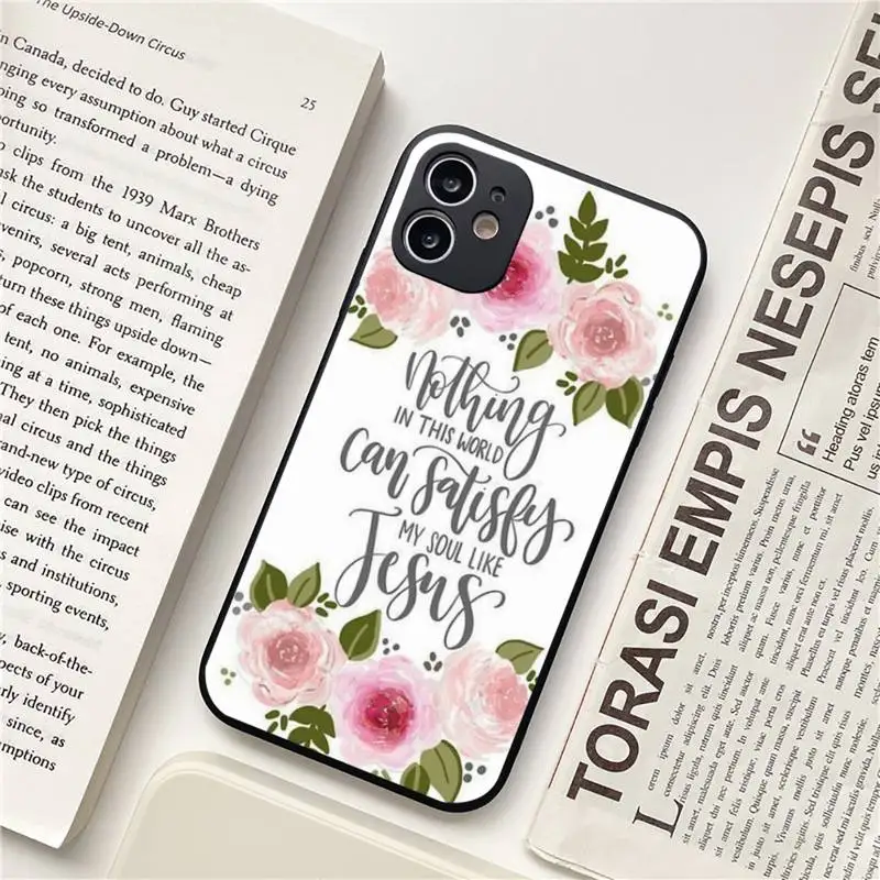

Russian script Bible Flower Phone Case for iPhone 11 12 pro XS MAX 8 7 6 6S Plus X 5S SE 2020 XR Soft silicone