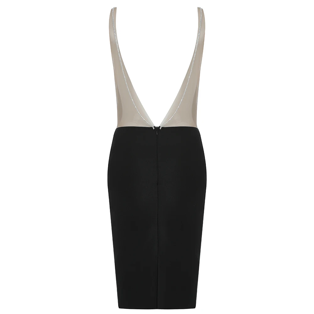 

2020 New Women black square collar sleeveless off shoulder Vestido Celebrity Evening Party Bodycon bandage dress wholesale