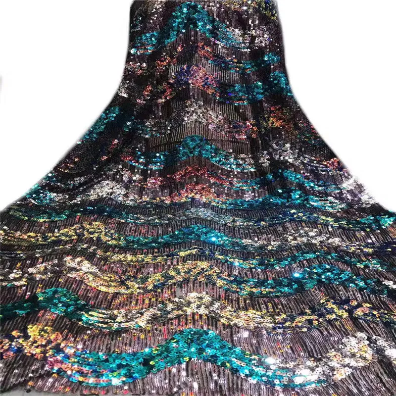 

Sequins Lace Fabrics French Lace Fabric nigerian lace fabric High Quality African Tulle Mesh Lace for Wedding Party zx4-93