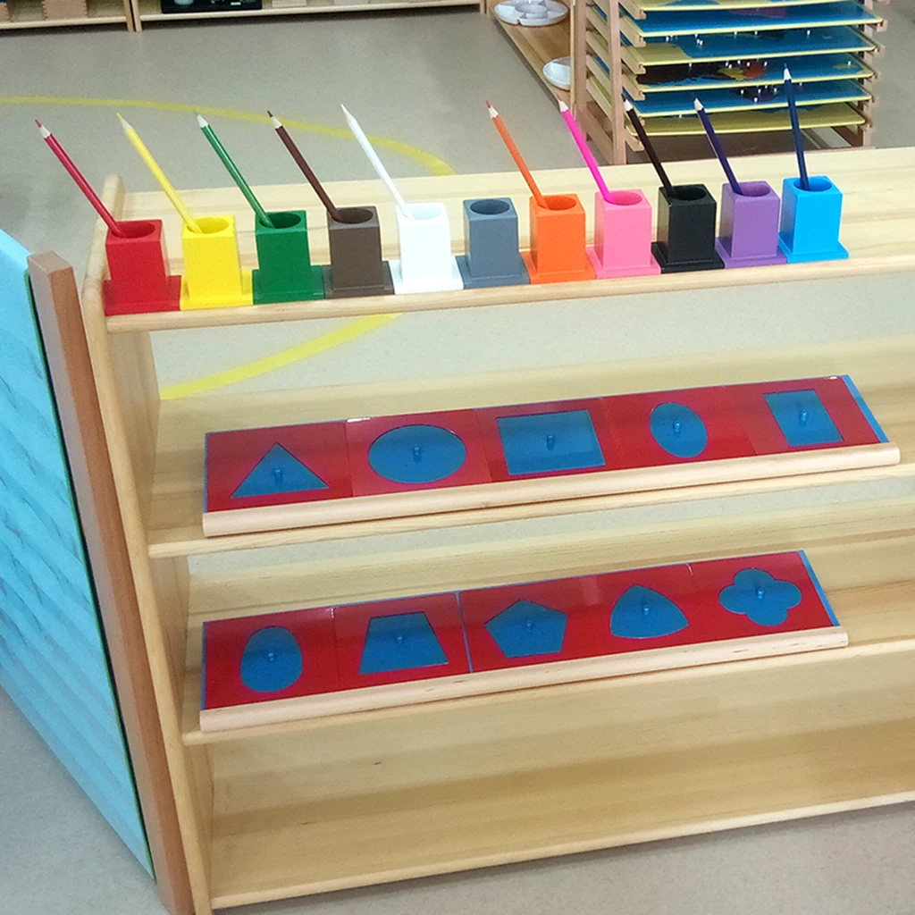 

Kids Toddlers Early Develop Montessori Wooden Toy 11 Colored Pencil Holders