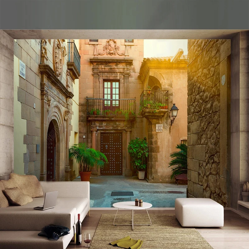 Пользовательские обои 3D Роспись городская архитектура уличный вид Модный