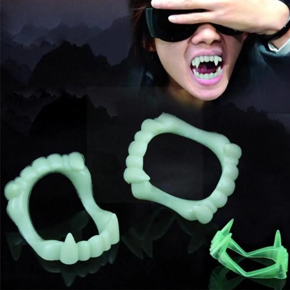 

1pcs Halloween Cosplay Fake Teeth Glow Luminous Dentures Ghost Party Dentures Props Zombie Devil Fangs Teeth Role Play
