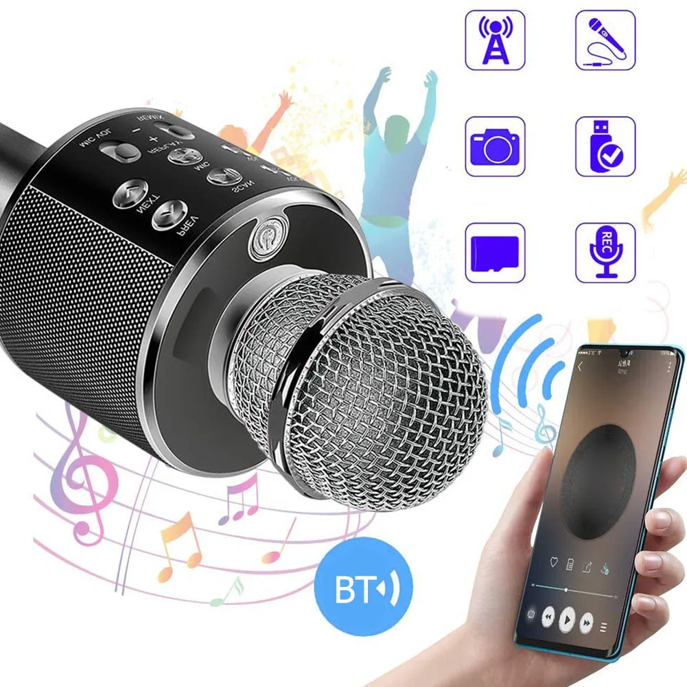 Микрофон KTV совместимый с Bluetooth беспроводной микрофон профессиональный динамик
