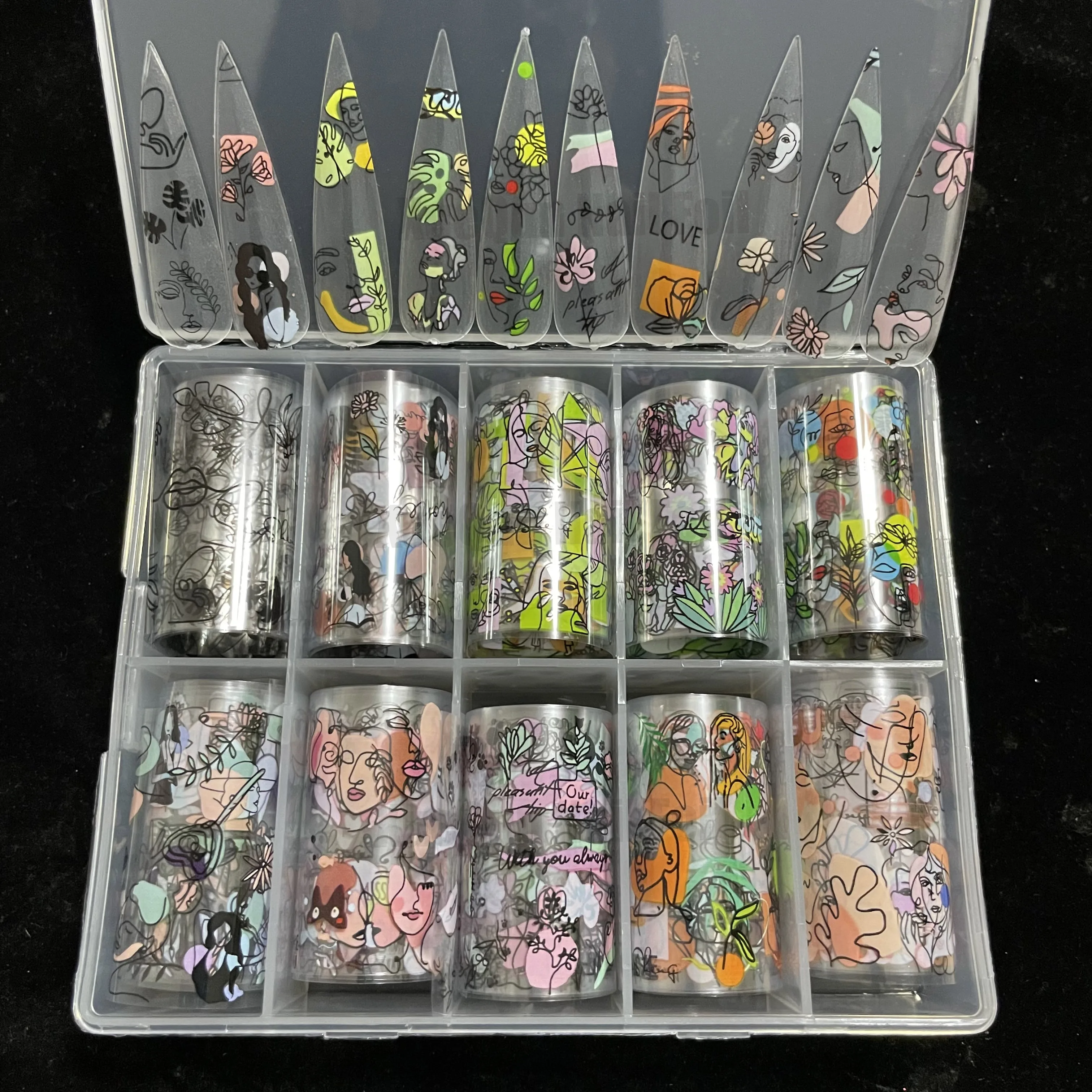 

XueQun Abstract face lines Nail Sticker