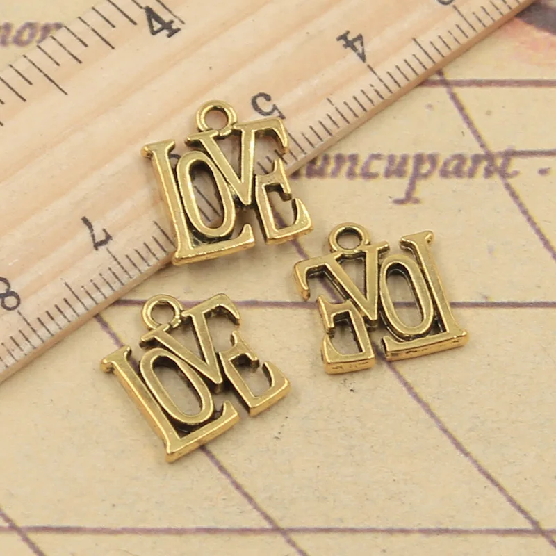 30 шт амулеты Love 15x13 мм античные бронзовые Серебристые Подвески для изготовления