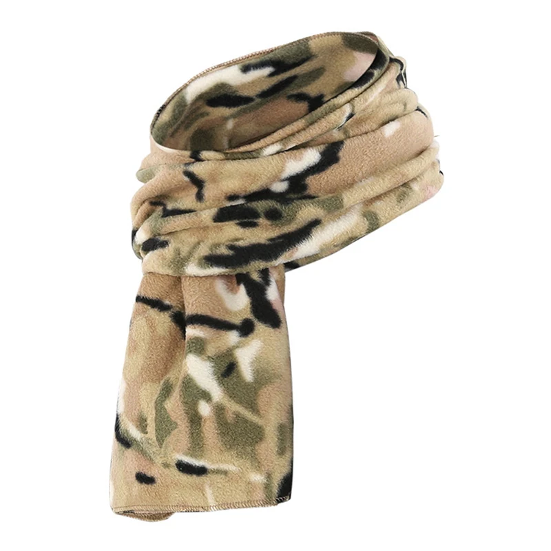 Мужской теплый флисовый шарф ветрозащитный Камуфляжный в стиле милитари для
