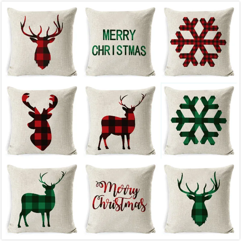 Nordic голова оленя Рождественский Чехол на подушку в форме снежинок Подушка дома