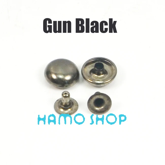 Round Gunblack 100 шт, все размеры, Стильные Заклепки с шипами, пятна, голова гвоздика, панк-рок, сделай сам, кожа, ремесло, для одежды, сумки, обуви, части, украшения - Цвет: Round Gunblack