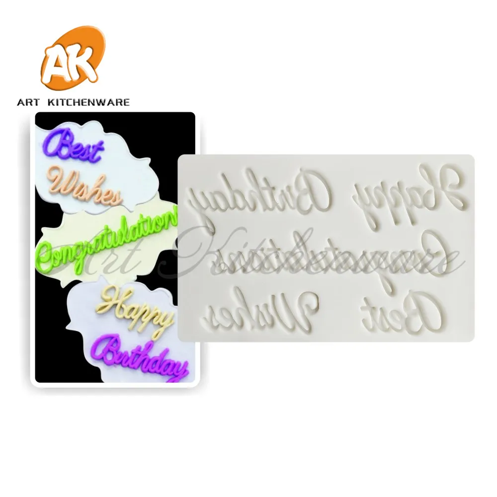 Greeting Letters Decorating Cake Molds Food Grade Silicone Mold Fondant Tool Kitchen Baking Chocolate Mould | Дом и сад