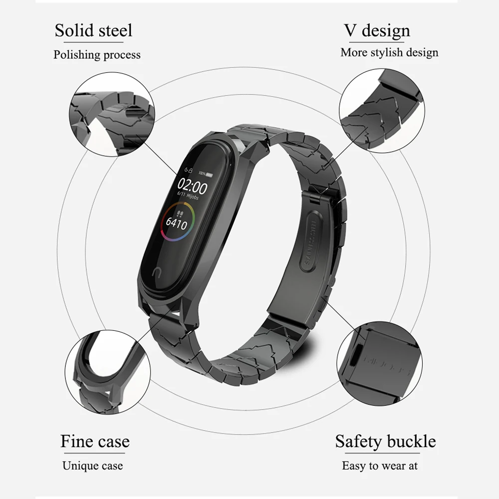 Mi jobs mi Band 4 металлический ремешок для Xiaomi mi Band 4 NFC Global Безвинтовой браслет из нержавеющей стали ремешок mi band 3 замена браслета