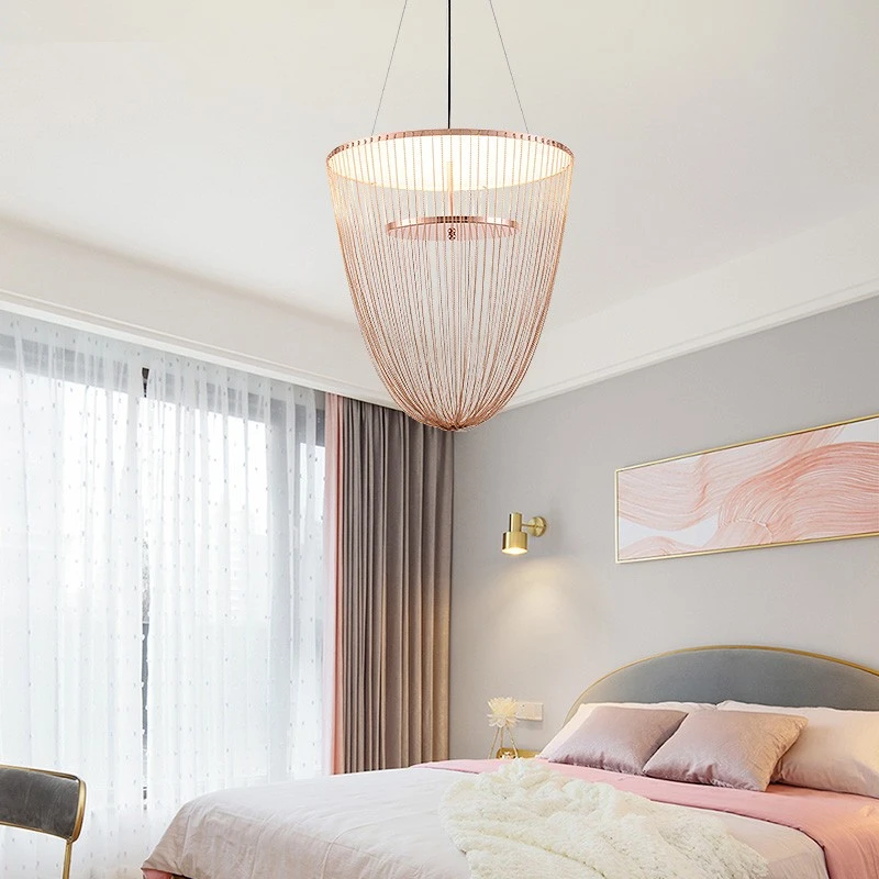 

Modern pendant lights Iron plating + aluminum chain Pendant Lamp led luminaire suspendu Restaurant Living loft Light Fixture