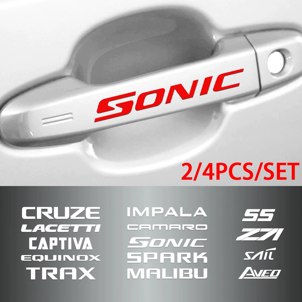 

2/4x Car Door Handle Stickers for Chevrolet Cruze Lacetti Captiva Trax SS Z71 Spark Equinox Impala Sail Aveo Camaro Sonic Malibu
