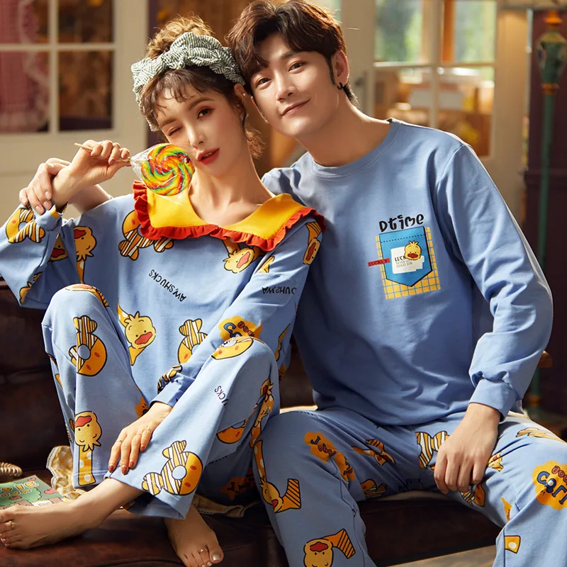 Wontive мужской Пижамный костюм Осенняя Пижама для пары пижама с длинным рукавом