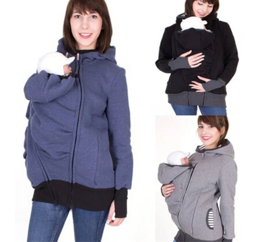 Hooded Baby Carrier Jacket Winter Hoodies Maternity Outerwear Coat 3 in 1 Kangaroo Hooded Fleece Overcoat Pregnancy Clothing