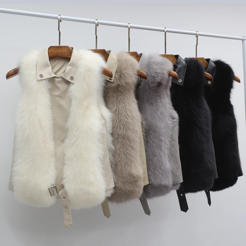 Меховой жилет из лисьего меха зимний модный меховой натуральной кожи для женщин |