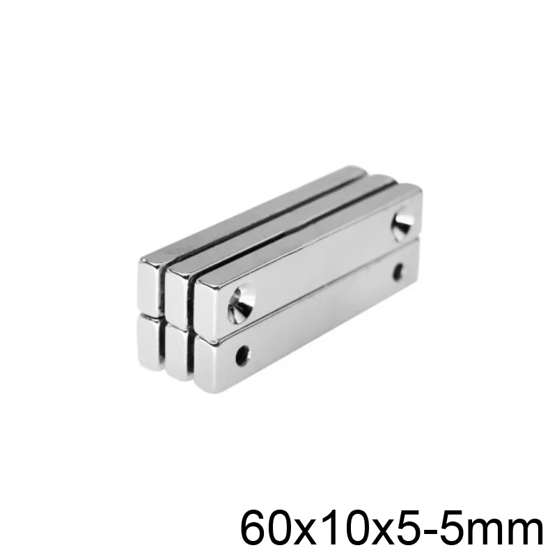 1 ~ 20 шт 60x10x5 5 прочные для простыней редкоземельный магнит 2 отверстия мм блок