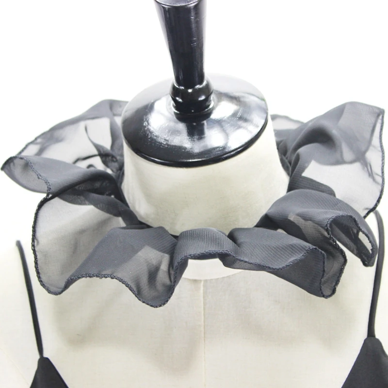 

Женский сетчатый гофрированный накладной воротник в стиле Лолиты, викторианский косплей, лента, черный чокер