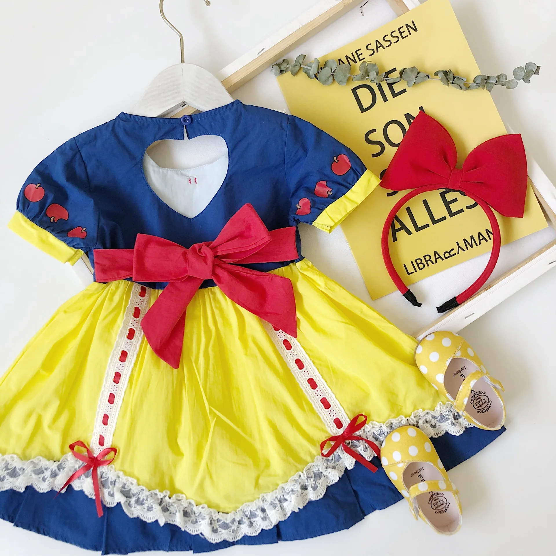 Tonytaobaby New Dress Girl's Cotton Open Back Love Girls Princess |