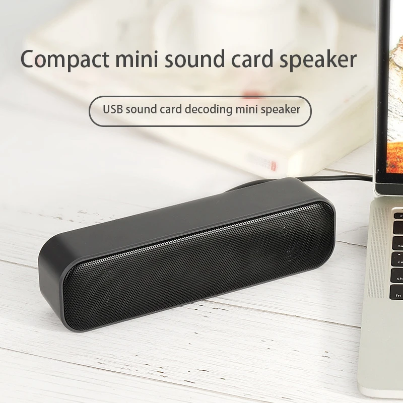 

3D Stereo Surround Sound Portable Mini Bar USB Black Speaker Suitable for Laptop Pc