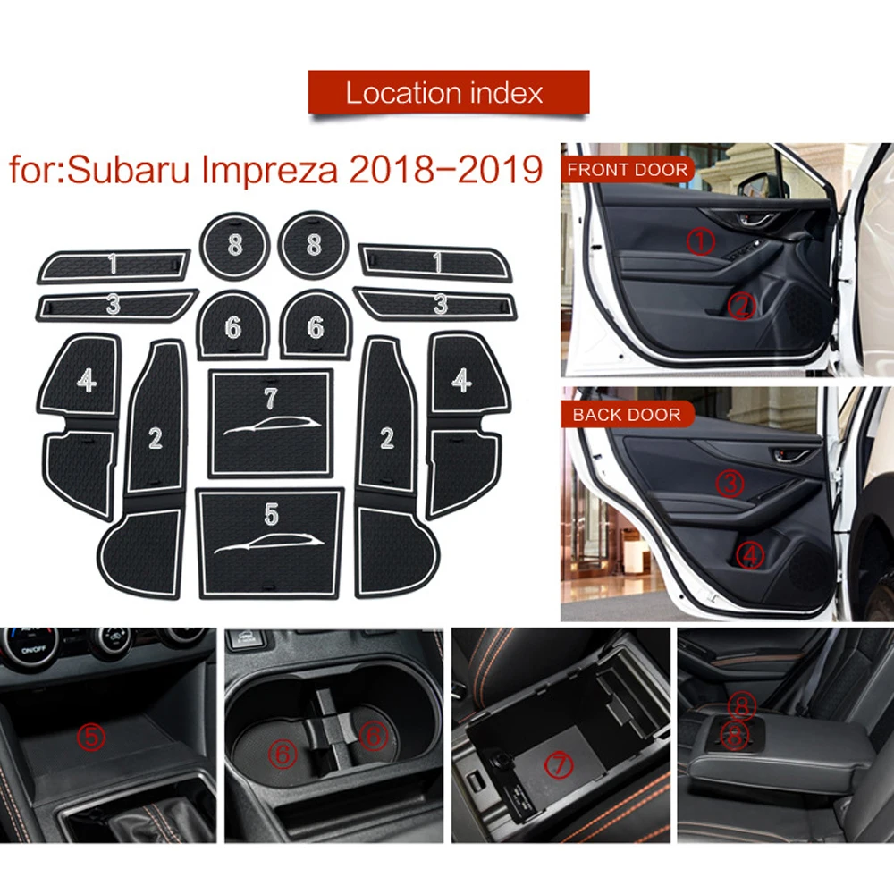 

Car Door Groove Mats For Subaru Impeeza 2018-2019 Cup Holder Mat Rubber Non-Slip Slot Pad Auto Interior Accessories