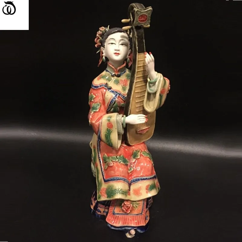 

WU CHEN LONG Classical Beauty Lady Pipa Art Sculpture Beautiful Women Figure Statue Ceramic Craft Chinese Home Decorations R6134