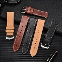 Oil Wax Skin Genuine Leather Watchband for Samsung Galaxy Active 2 Gear S3 Smartwatch Band 22mm 20mm Quick Release Straps
