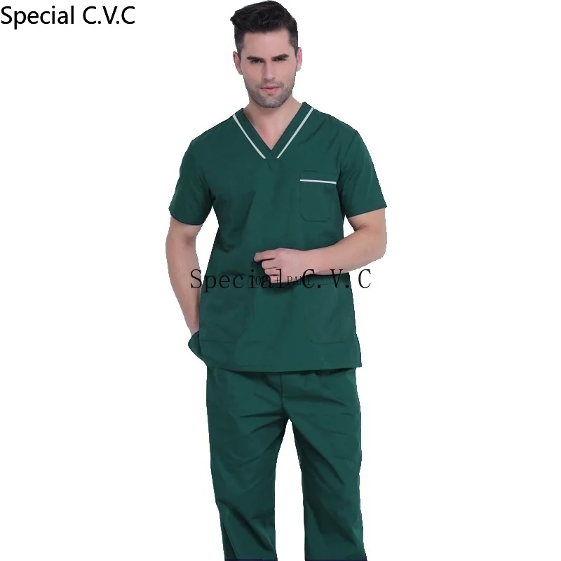 Униформа для мужчин из чистого хлопка Классический комплект топа с V-образным