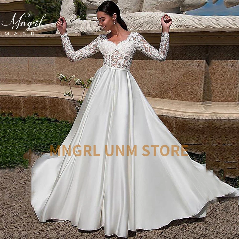 

MNGRL New simple wedding dress backless sleeveless design chiffon lace bride dresses princess dress plus size tailor-made