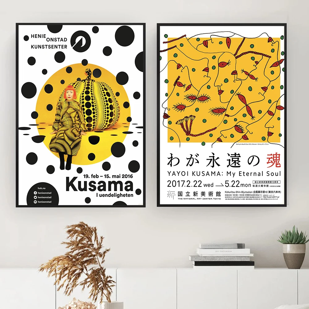 

Yayoi Kusama Japanese Exhibition Posters and Prints Gallery Wall Art Pictures Museum Canvas Painting for Living Room Home Decor