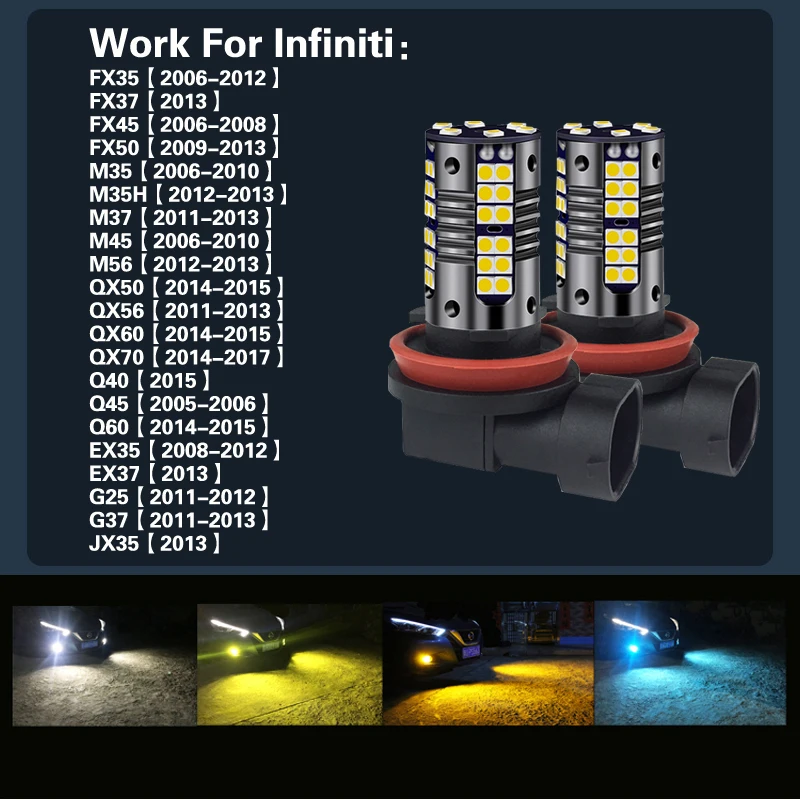 Светодиодные противотуманные фары 2 шт. лампа Canbus H11 H8 для Infiniti FX35 FX37 FX50 M35 M37 M56 QX50