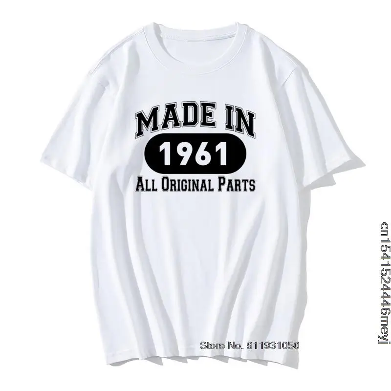 

Gift Made In 1961 All Original Parts Gold Glitter Retro Print Short Sleeve Oversized T-shirt Anniversary Birthday gift T-shirt